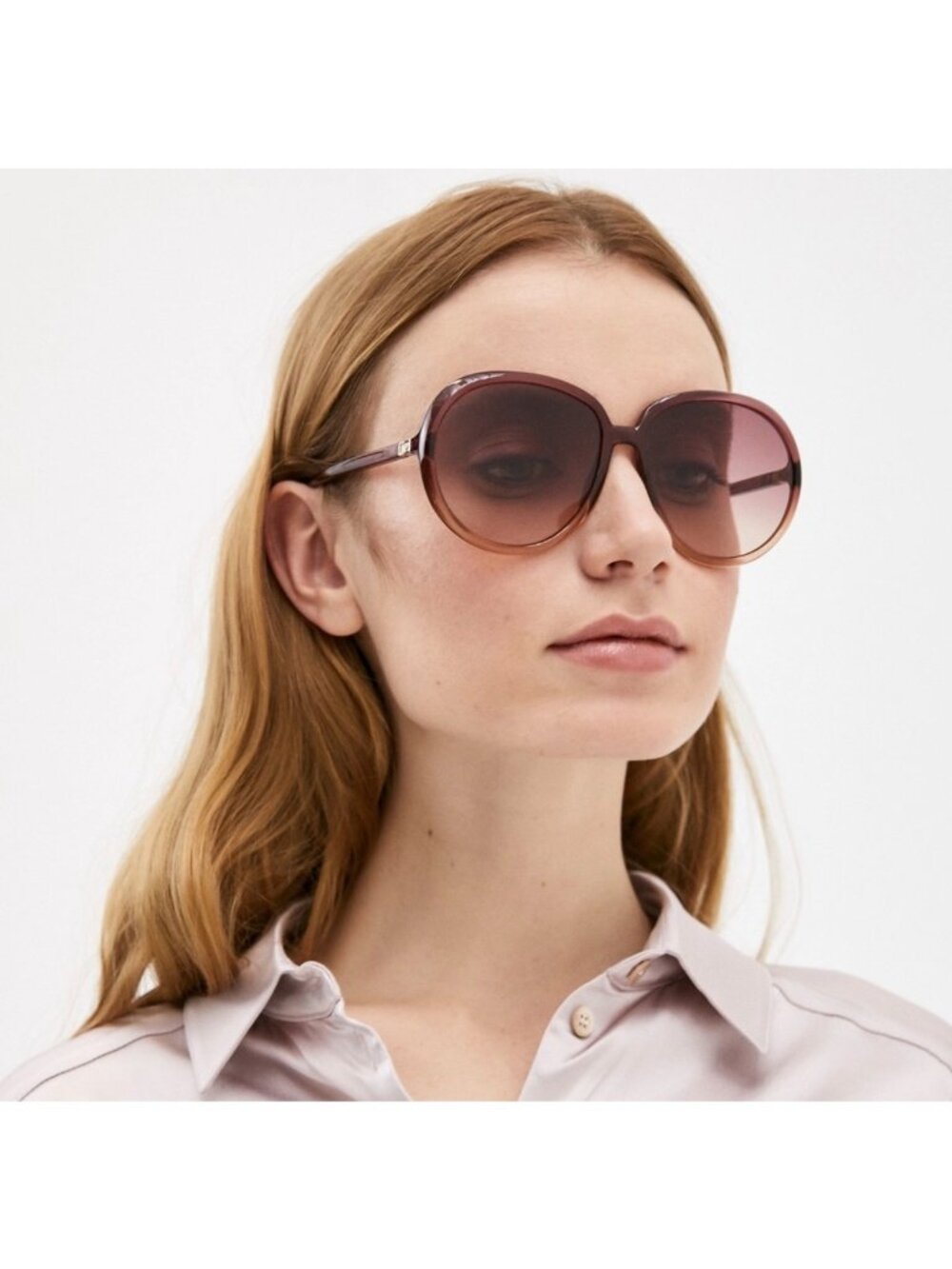 Women's Givenchy Oversized Round Ombre' Burgundy Peach Gradient Tinted Sunglasse - Picture 4 of 16